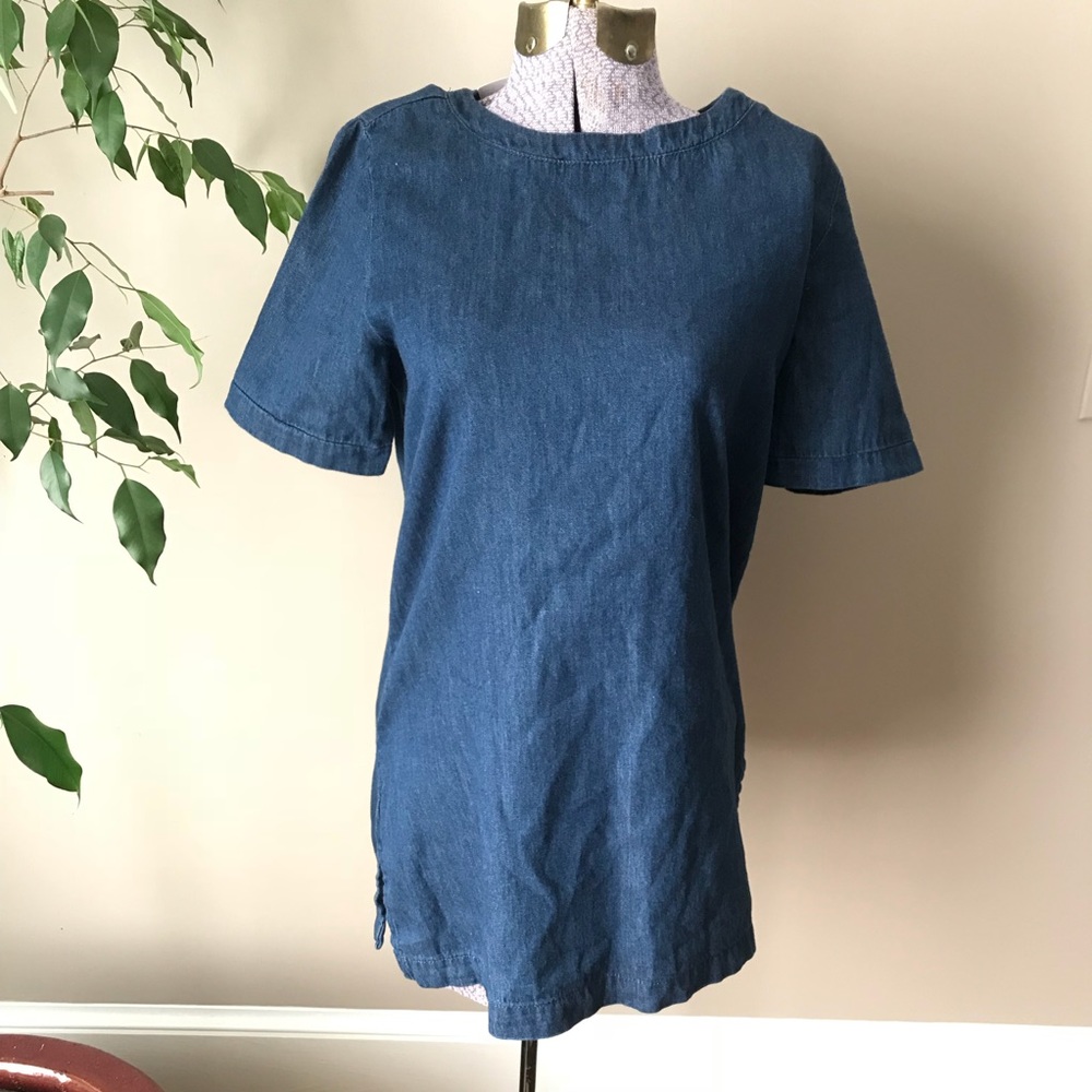 NWT M Say What? normcore Top tunic blue cotton